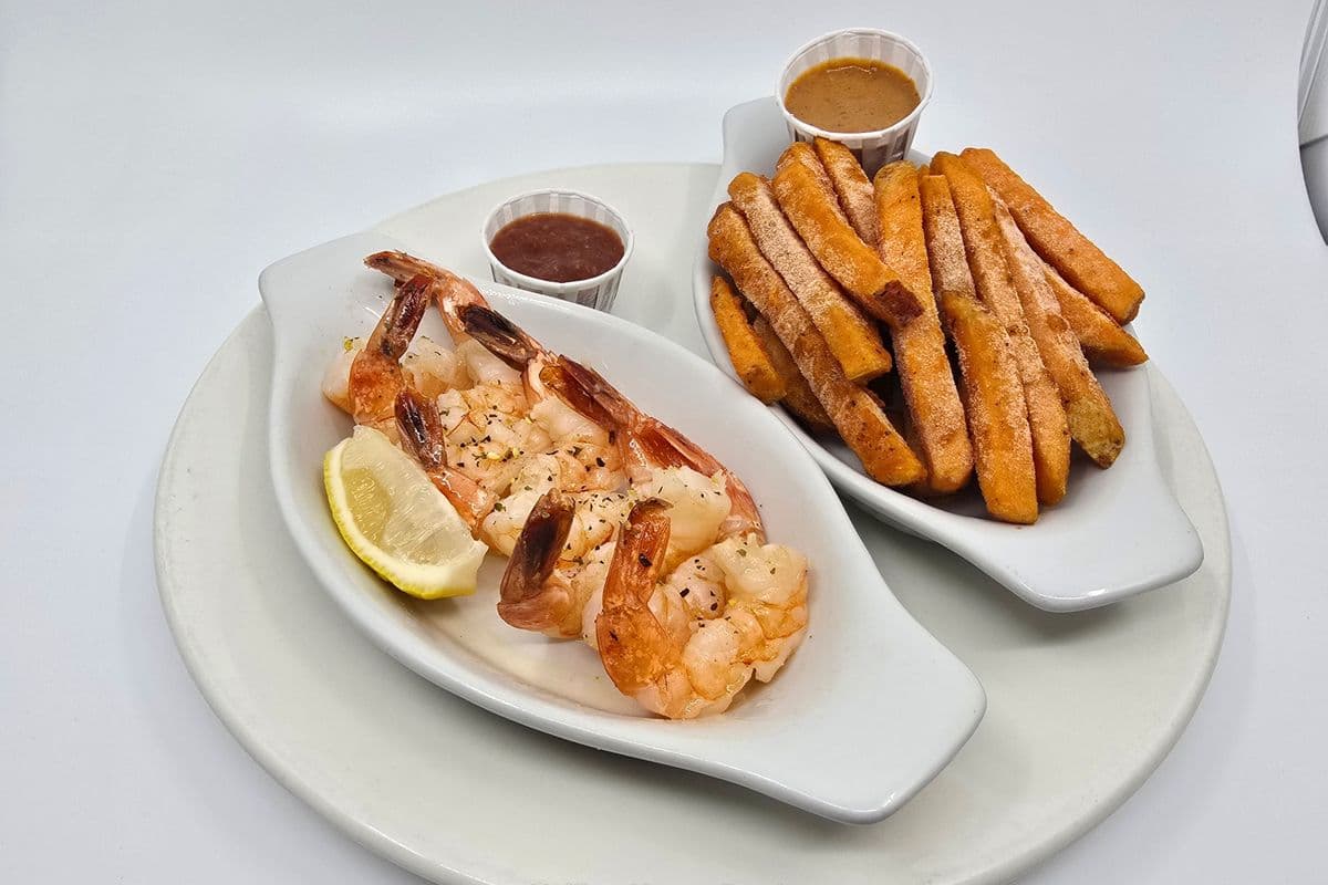 Grilled Shrimp with Sweet Potato Fries