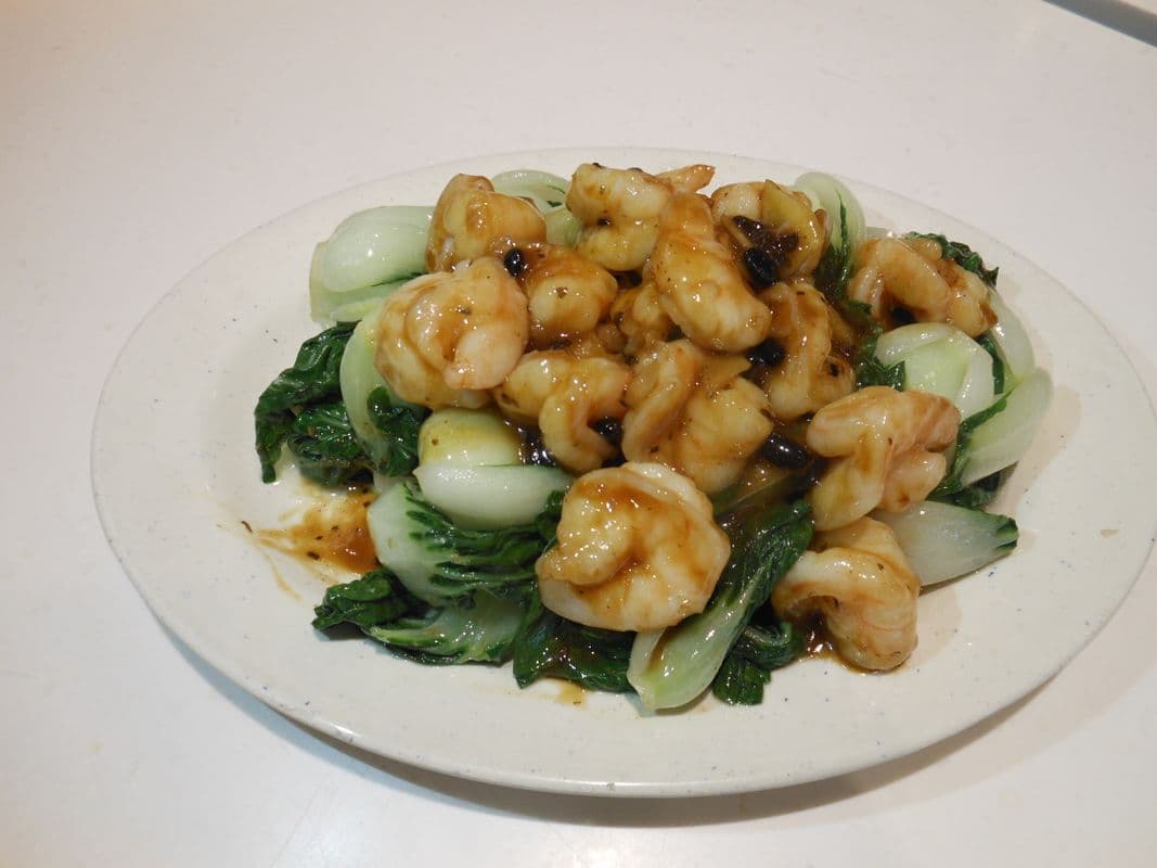 Prawns Stir-fried with Baby Bokchoy in Black Bean Sauce 豉汁蝦球炒白菜苗