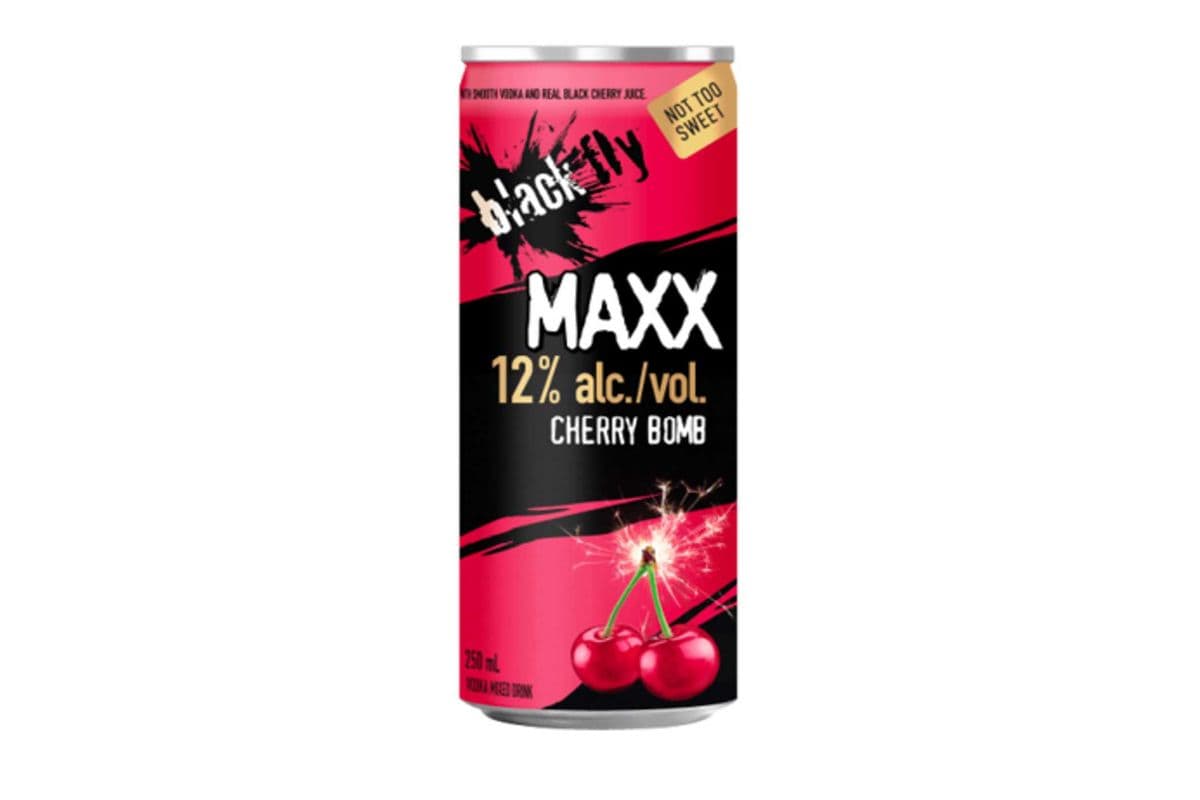 New- BLACK FLY MAXX CHERRY BOMB 12% Alc (1 x 250ml)