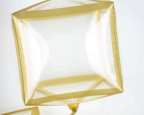 13" 4D Clear Gold Cube (Clear Cube With Golden Edges)