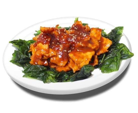 56a. Poulet et sauce de beurre d'arachides dans riz-Epinards / Chicken with Peanut Butter in rice-Spinach / 花生鸡
