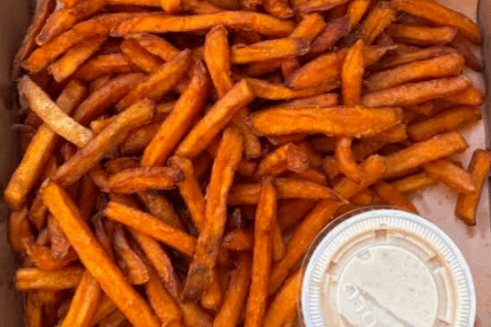 Yam Fries with Garlic Chipotle Dip