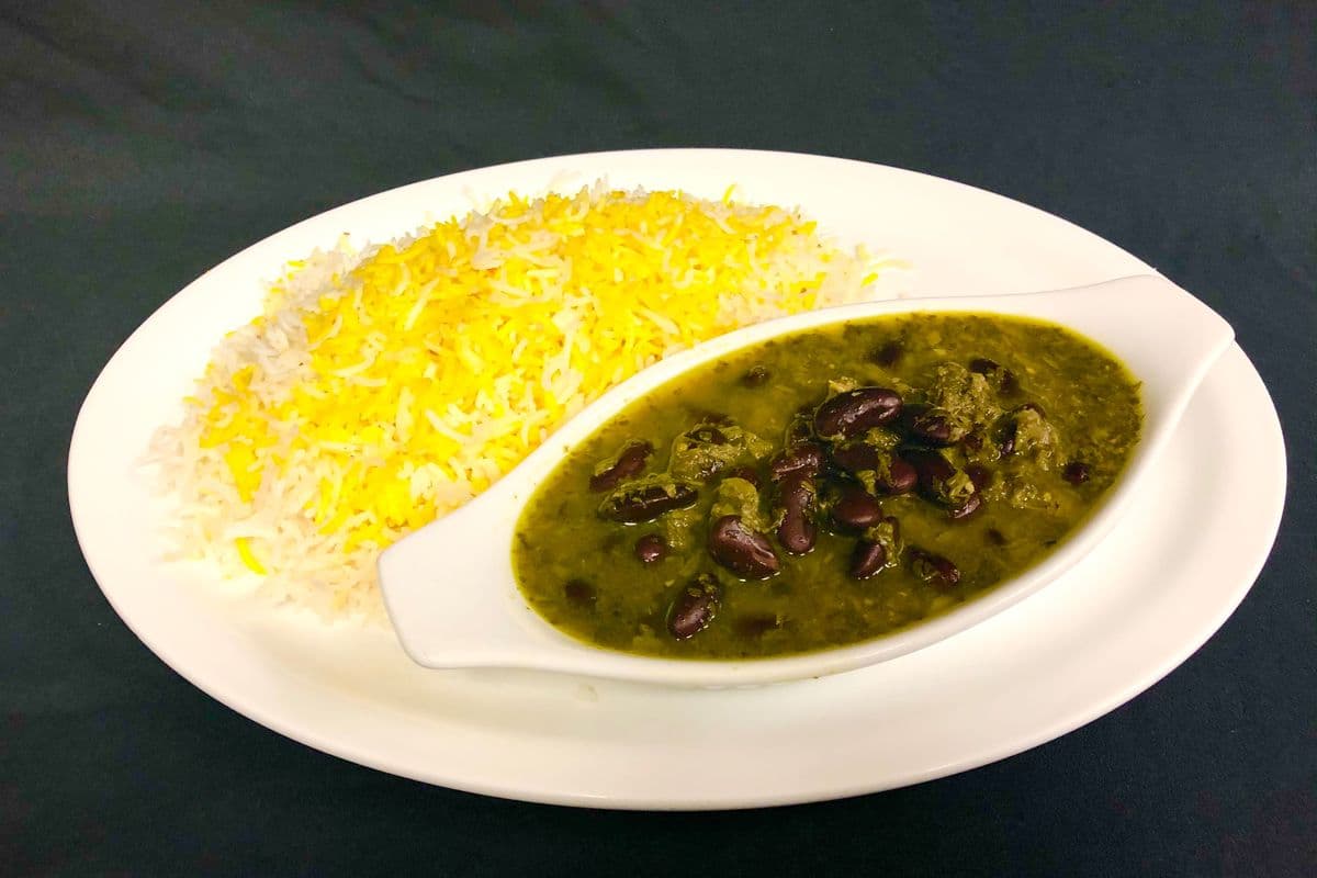 24. Qormah Sabzi with saffron rice