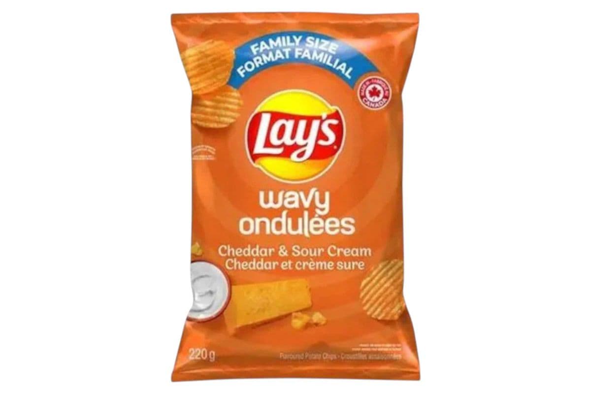 Lays Wavy Cheddar & Sour Cream (220gm) (270 Cal)