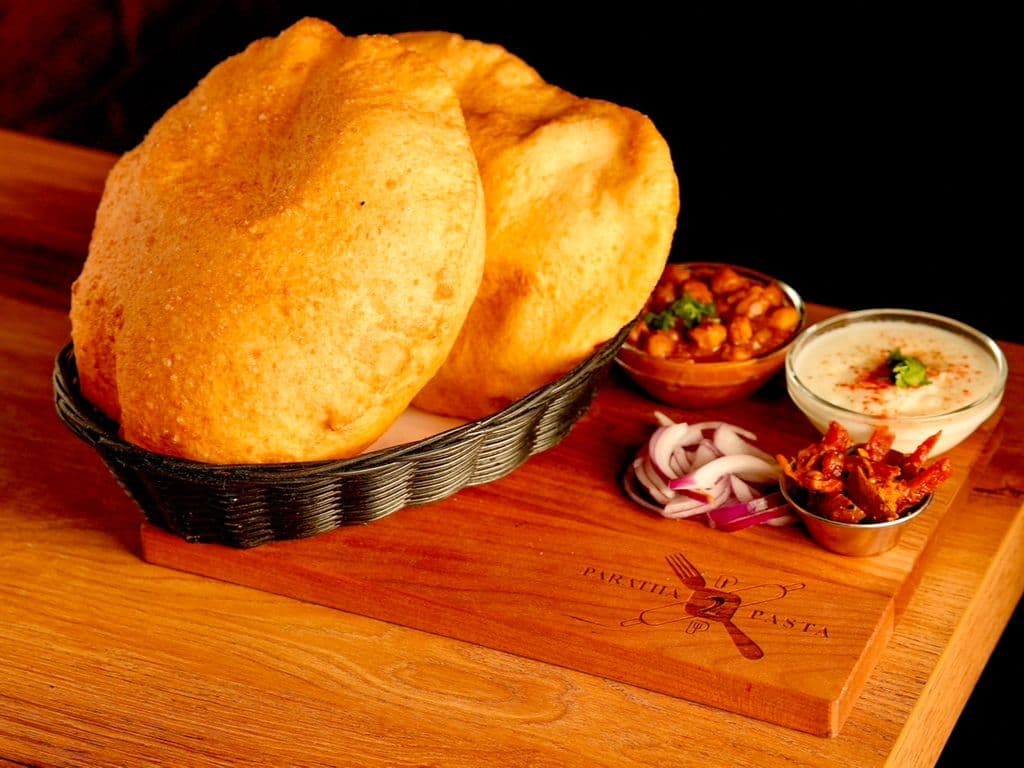 Paneer Stuffed Bhatura Plate