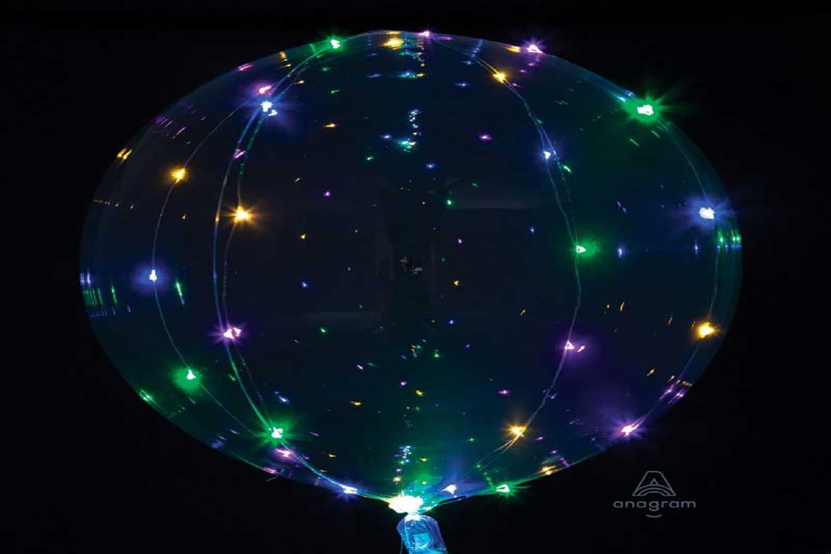 20" Bubble ( Ball ) Balloon Clear with 10ft Multi Color LED String Light
