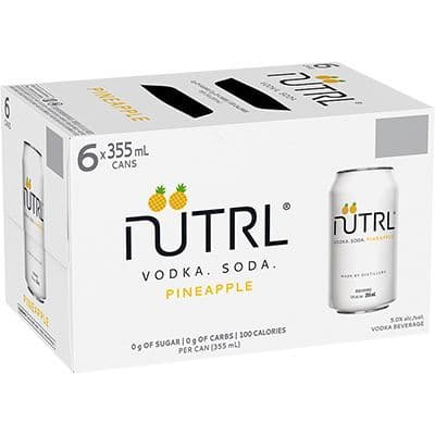 Nutrl Vodka Soda Pineapple, 6 x 355 ml