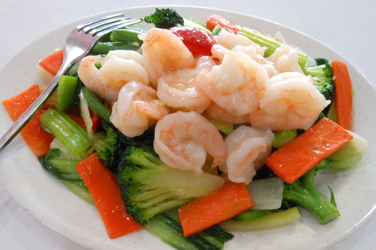 016 Sauteed Prawn Chop Suey 蝦球炒雜碎