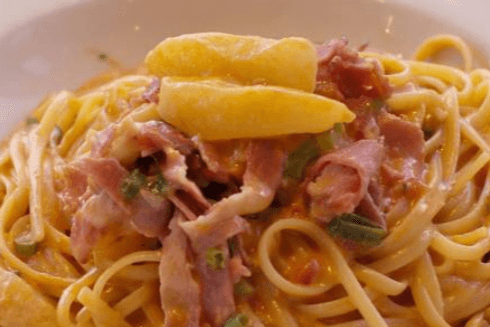 Linguine avec poires et capicollo / Linguine with Pears and Capicollo
