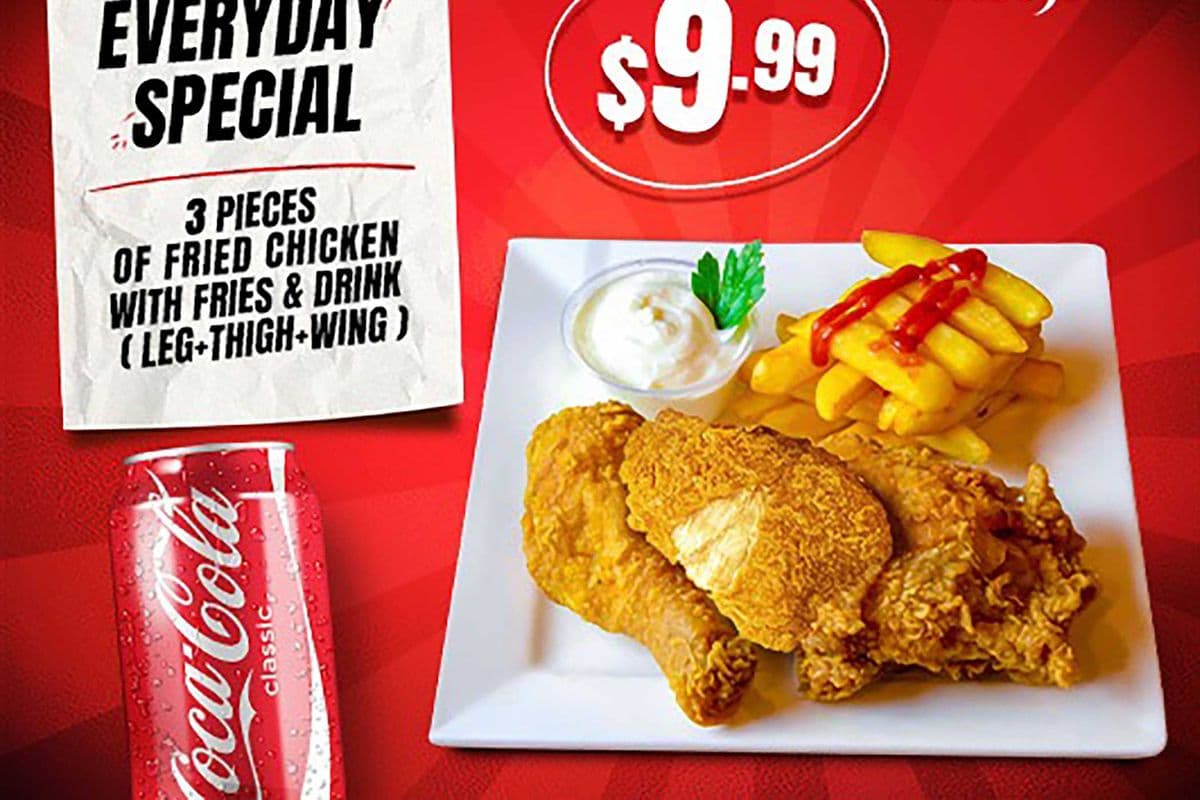 3 pieces of Fried Chicken + Fries + Drink