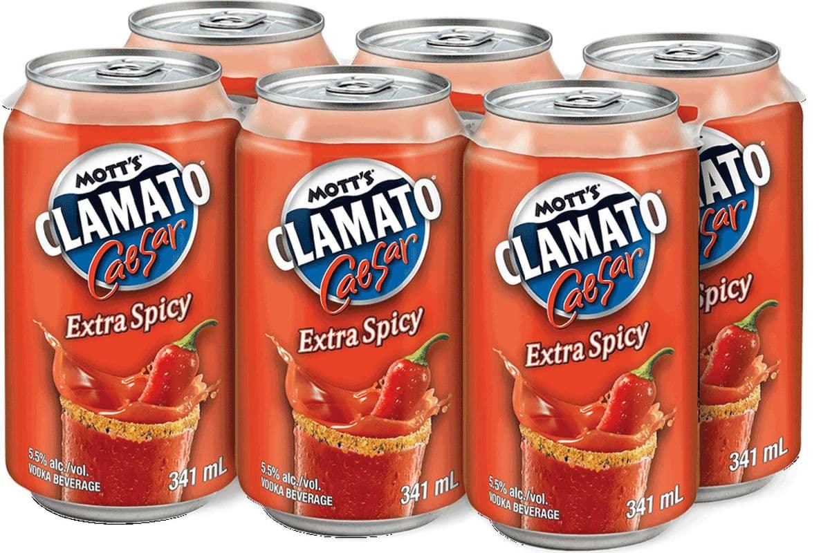 Motts Clamato Caesar Extra Spicy (6 Pack Cans) (6 x 341 ml Cans)