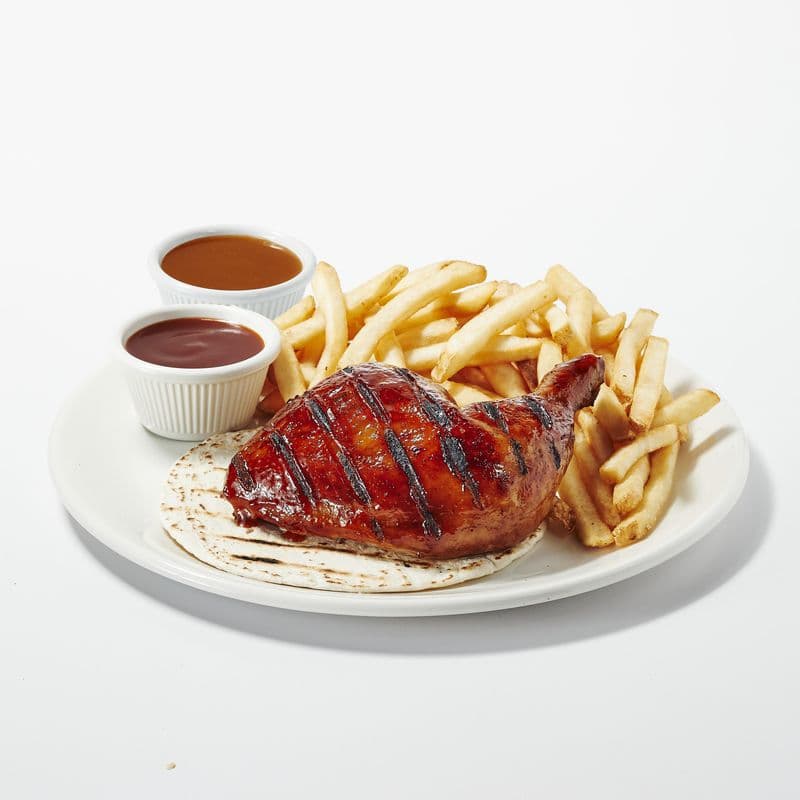 Repas quart de poulet cuisse saveur BBQ aux pommes / Quarter chicken thigh apple BBQ flavored