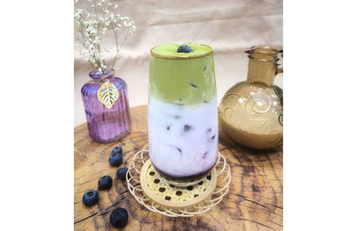 Iced Blueberry Matcha Latte