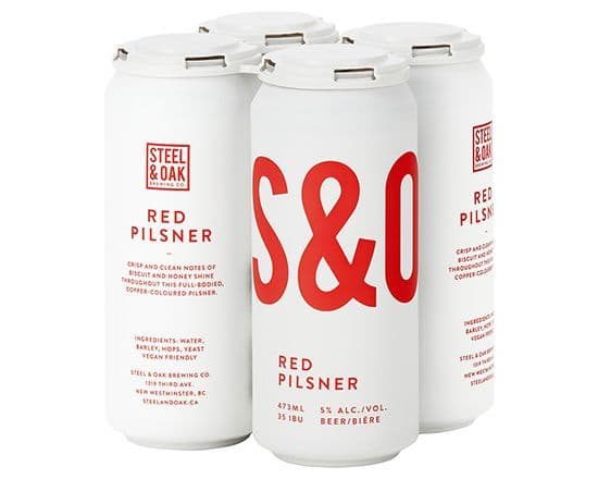 Steel & Oak Brewing Co. Red Pilsner, 4 x 473 ml