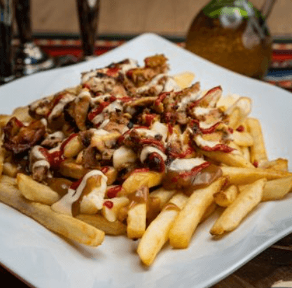Chicken Shawarma Poutine Rice Bowl