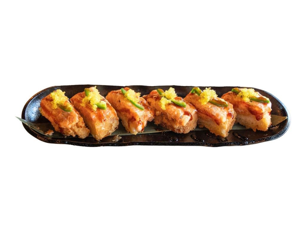 Crispy Rice Spicy Salmon Oshi