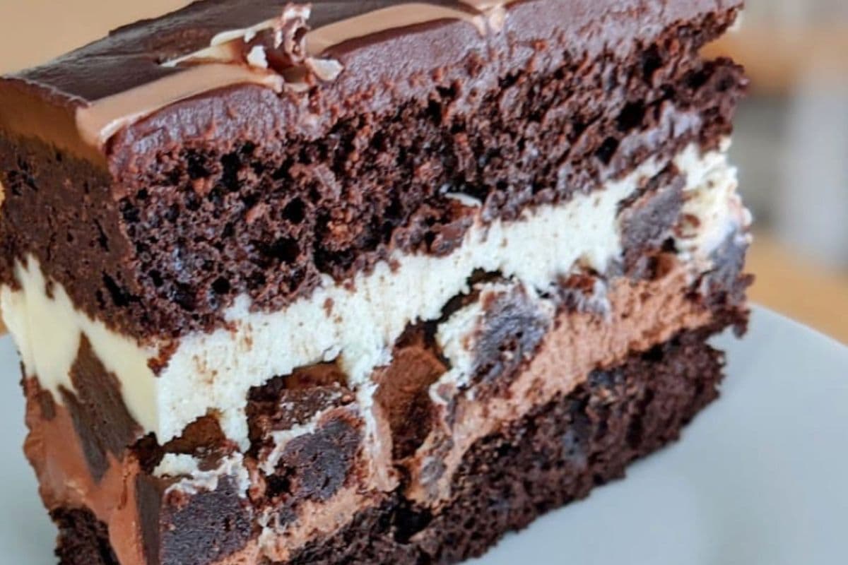 Chocolate Tuxedo Cake Slice