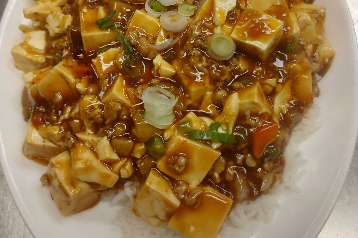 134. Spicy Ma Po Tofu and Minced Pork on Steamed Rice