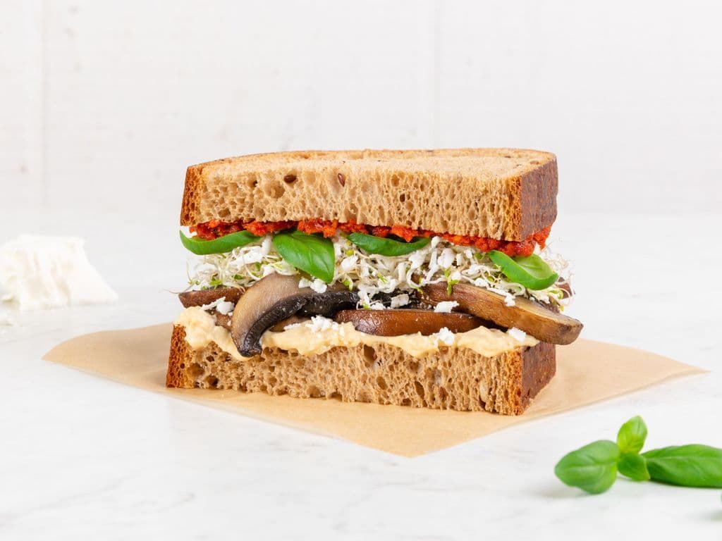 Grilled Portobello and Hummus Sandwich