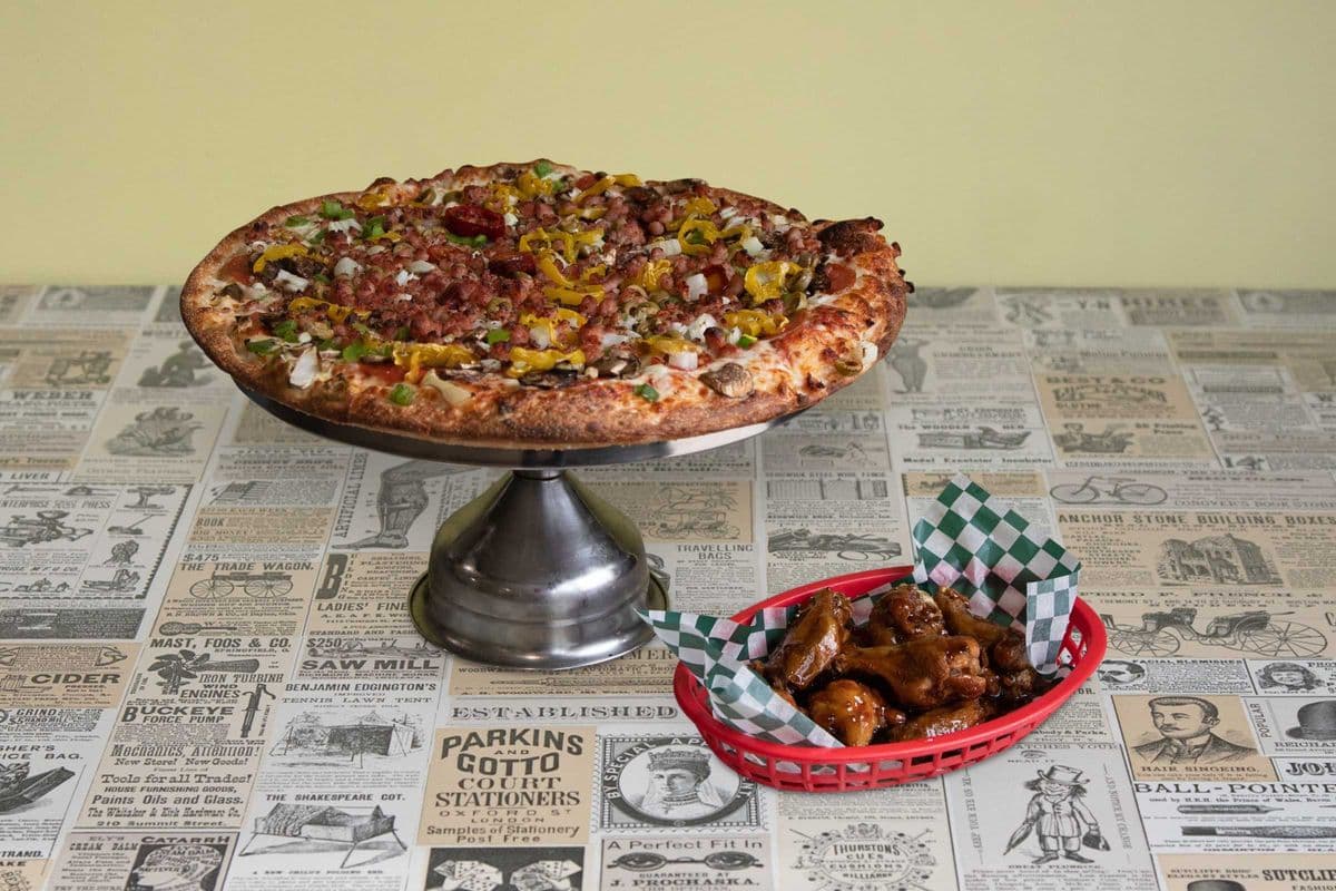 Large Pizza Three Toppings with Wings (2 lb)