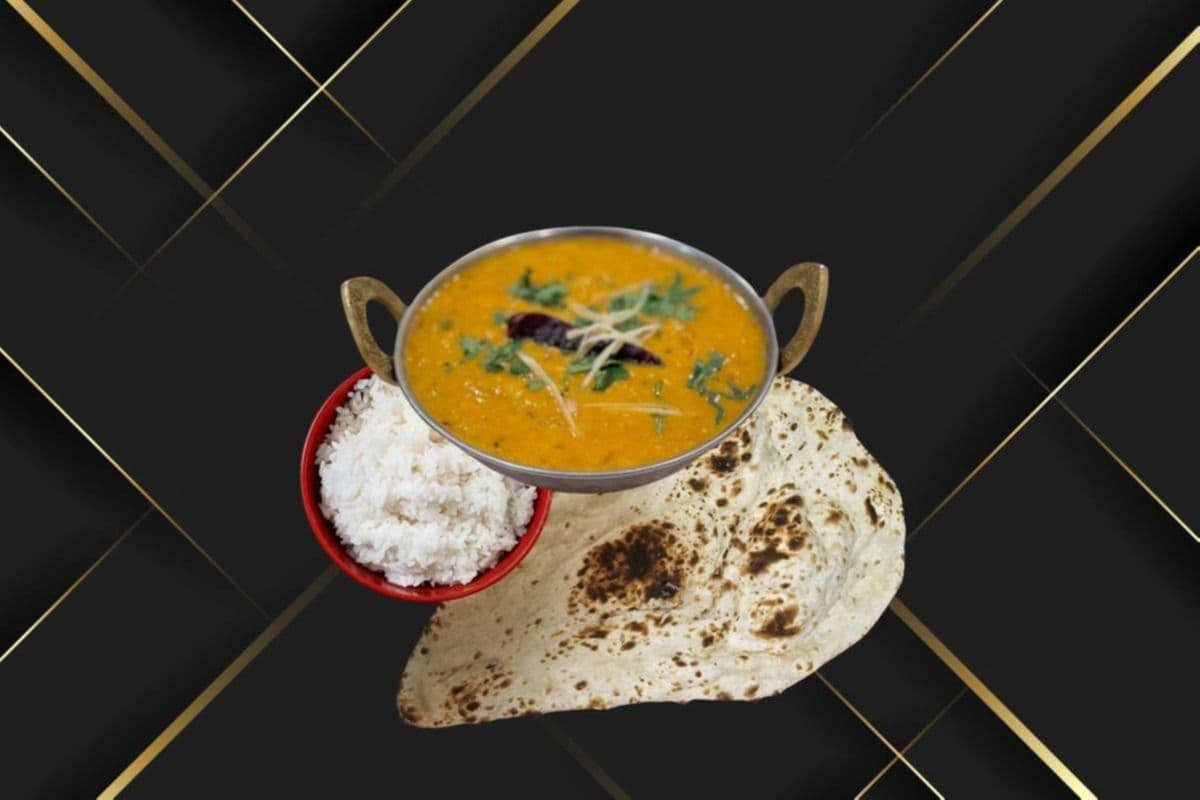 Yellow Daal, Rice, and One Naan