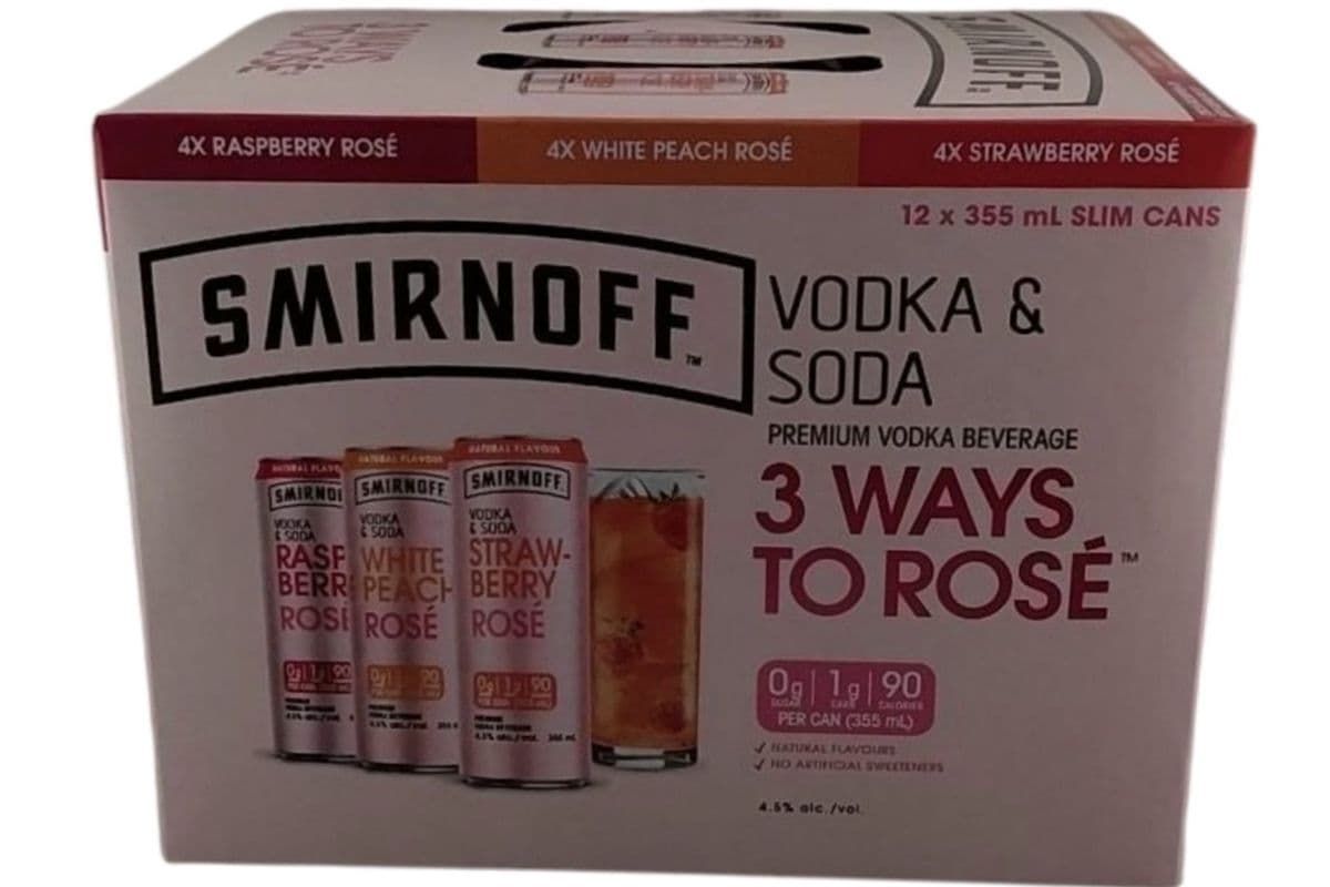 SMIRNOFF VODKA & SODA ROSE VARIETY 12 PACK (12 x 355ML)