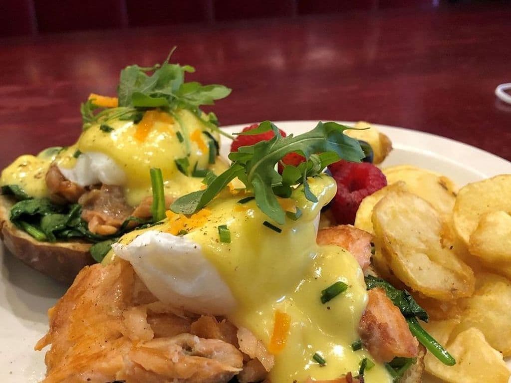 Grilled Tomato and mushroom benedicts