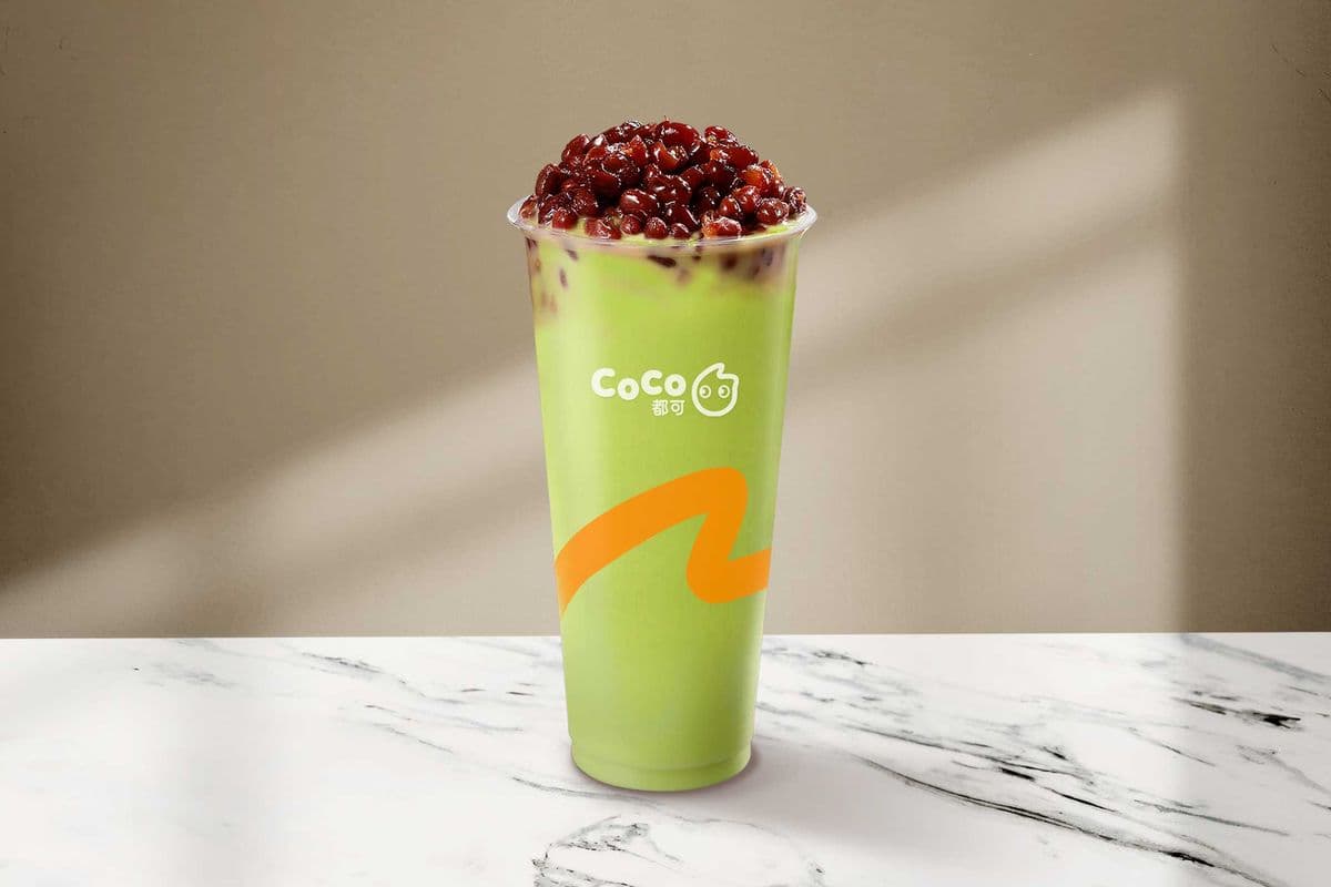 Red Bean Matcha Milk Tea