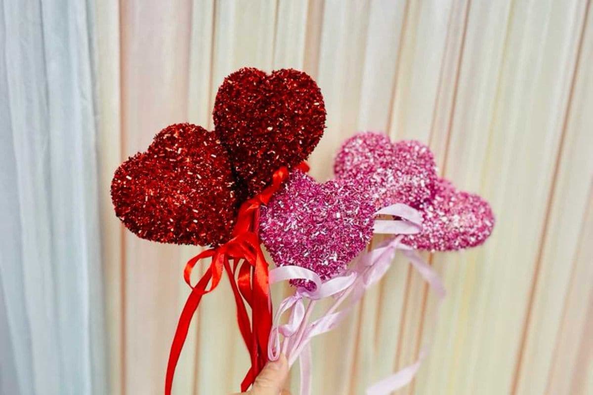 Glitter Heart Floral Picks