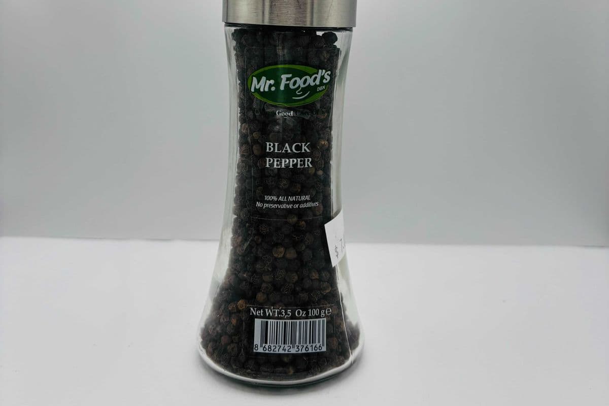 Mr Foods Whole Black Pepper With Ceramic Grinder, 100 Grams (100g)