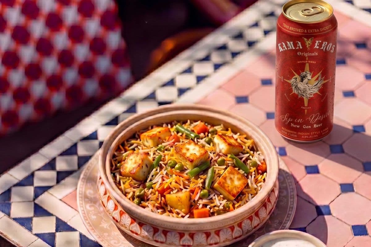 KAMA EROS INDIAN BEER WITH VEGETABLE BIRYANI