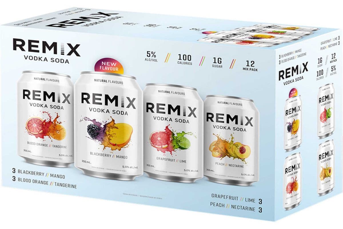Remix Vodka Soda 5% Variety Pack (1 x 12X 355mL Cans)