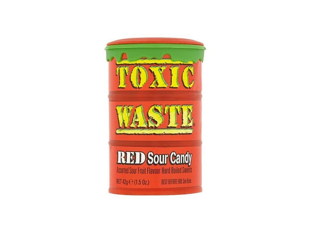 Toxic Waste Red Sour Hard Candy Drums