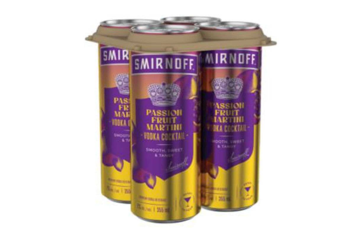 121650. SMIRNOFF PASSION FRUIT VODKA COCKTAIL (4 x 355ML (CANS))