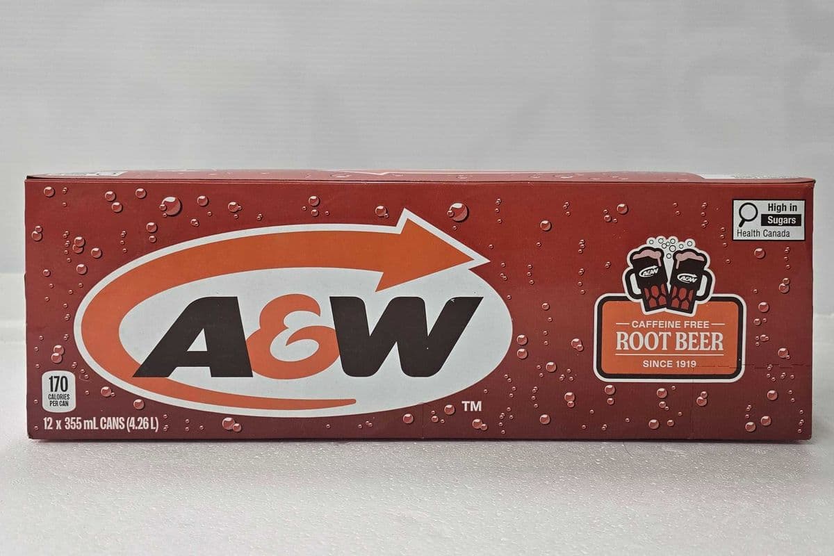 A and W Root Beer caffeine free 12 × 355ml (12 cans)