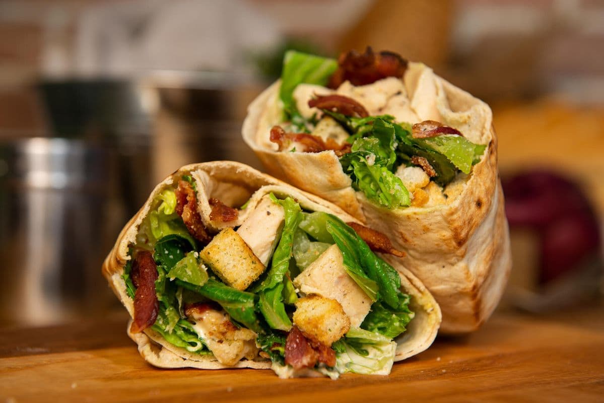 Chicken Caesar Pita with Bacon