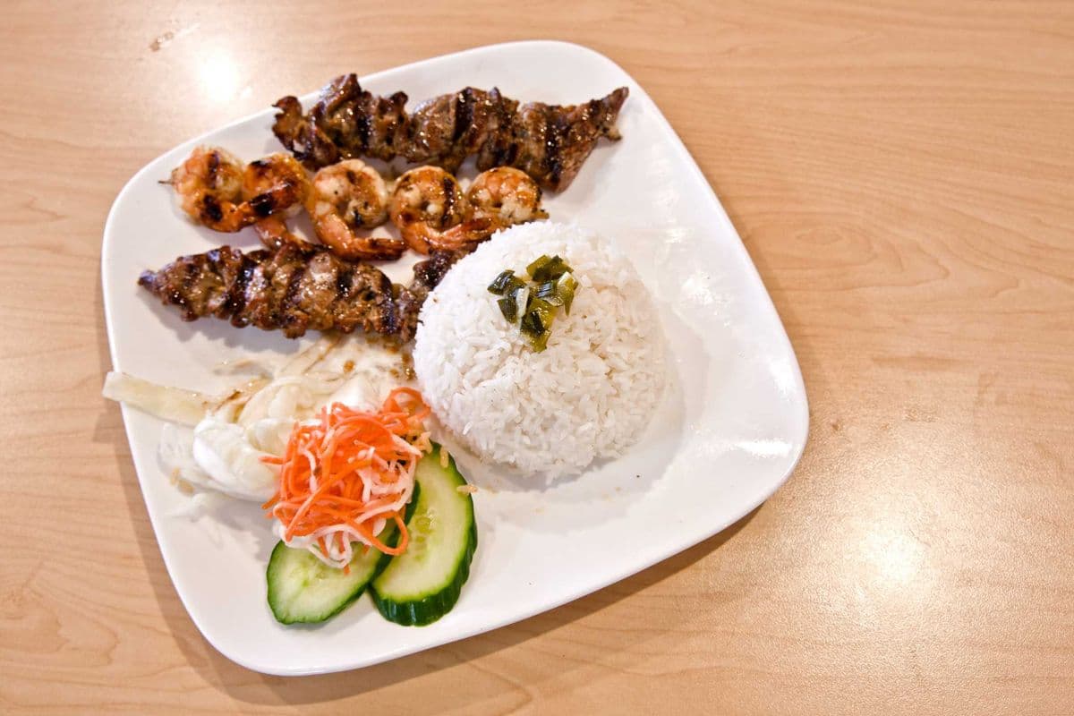 50- Jasmine Rice with Grilled Pork and Shrimp (Dish)