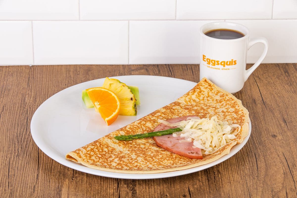 Asparagus, Ham, and Swiss Cheese Crepe