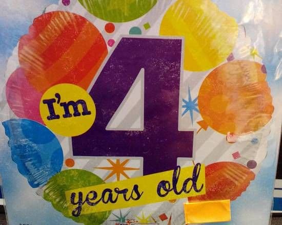 18" Round Foil Balloon (4th Birthday)