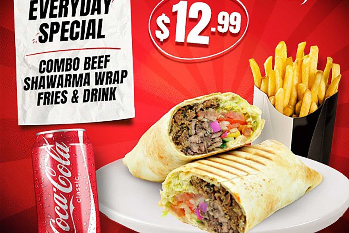 Combo Beef Shawarma Wrap + Fries + Drink