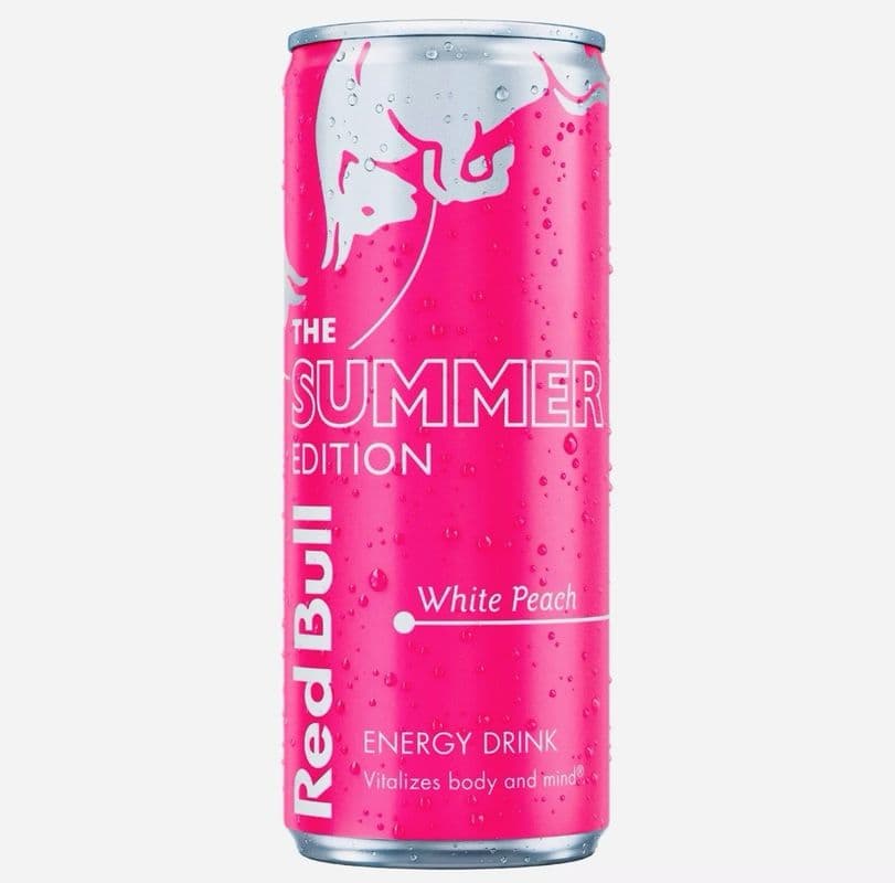 Red Bull Boisson Énergisante  Peche Blanche 250mL / Red Bull Energy Drink White Peach 250mL