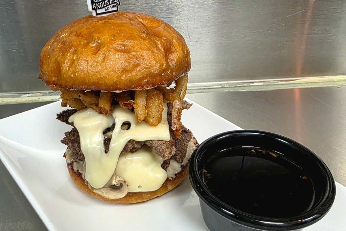 Mushroom Swiss Dip Smash Burger