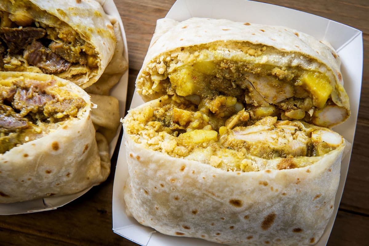 Boneless Curry Chicken Roti Wrap
