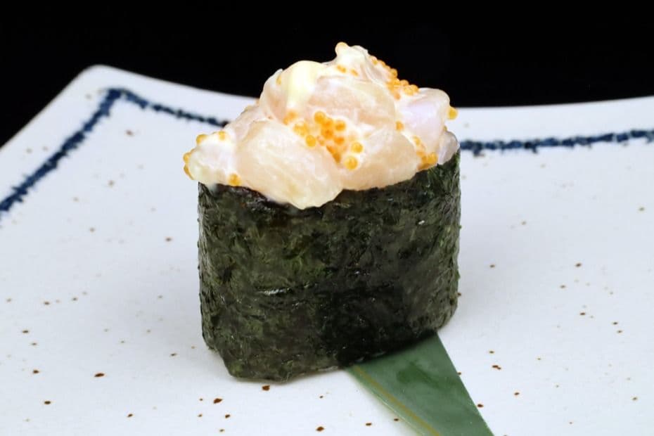 Chopped Scallop Raw Fish Nigiri Sushi
