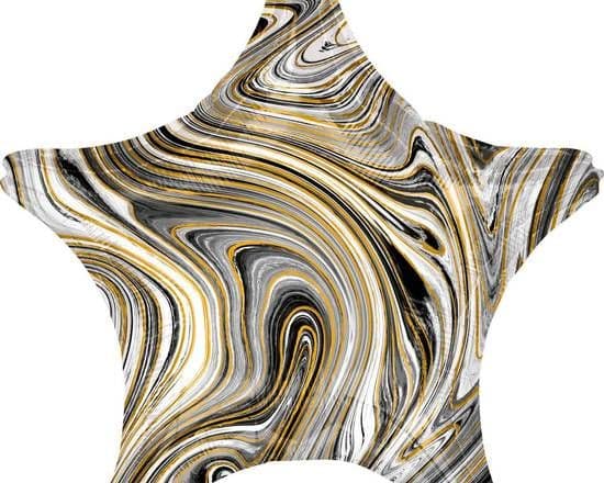 18" Star Shape Foil Balloon - Marble black