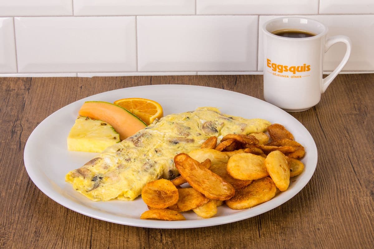 Om. Champignons et fromage suisse / Mushrooms and Swiss Cheese omelet