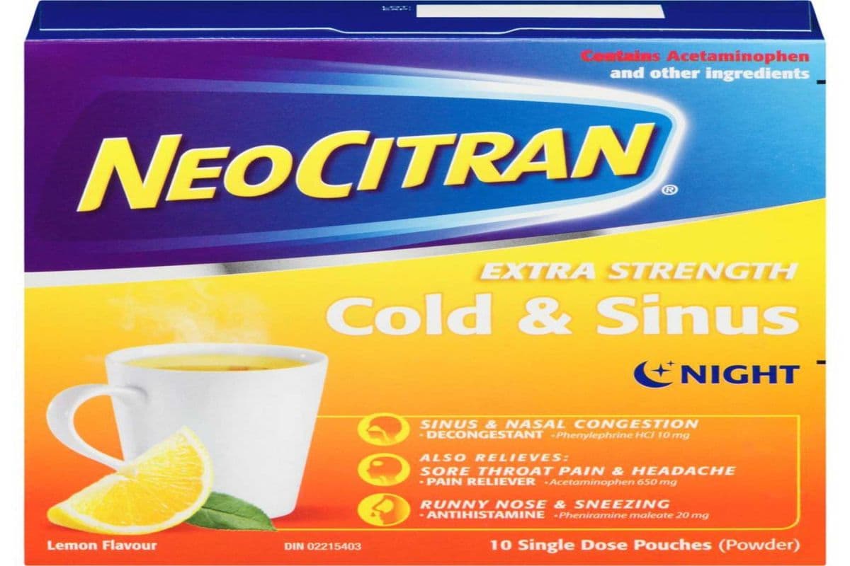 Neocitran Extra Strenth Cold & Sinus Lemon Night (10 pouches)