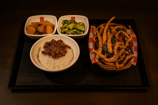 Deep Fried Squid Tentacles Set Meal / 酥炸魷魚鬚定食