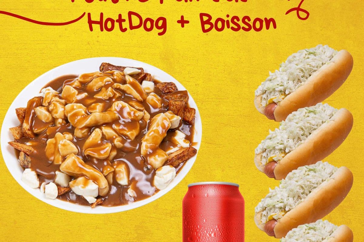 Poutine Familial + 4 HotDog + Boisson