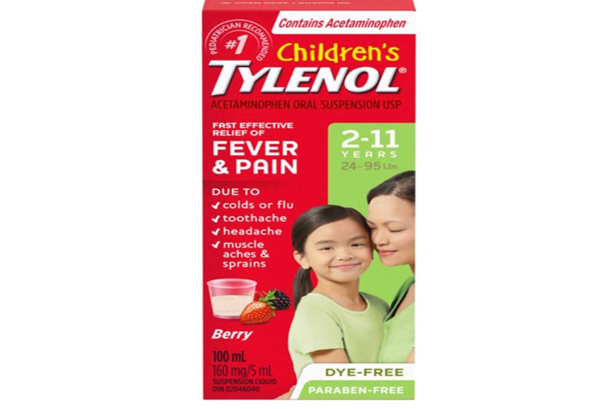 children's Tylenol Fever & pain Banana Berry 2-11 years 100ml 160mg/ml
